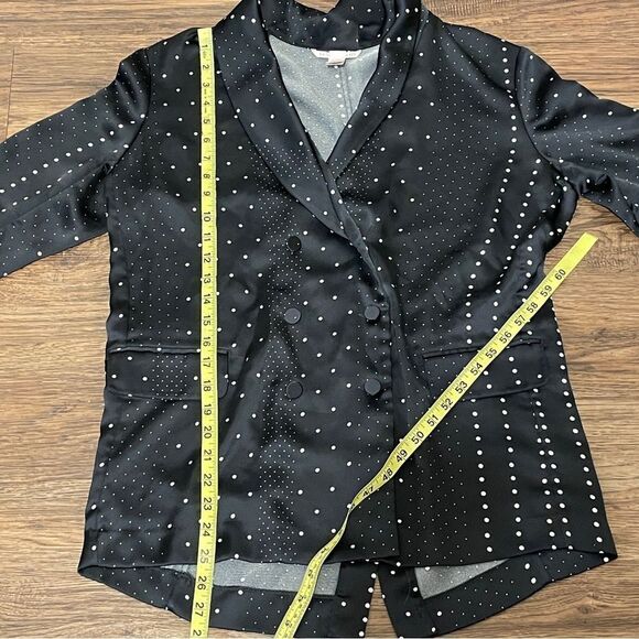 Victoria's Secret Satin Jacquard Bed & Evening Black White Polka Dot Blazer Med - Picture 13 of 13